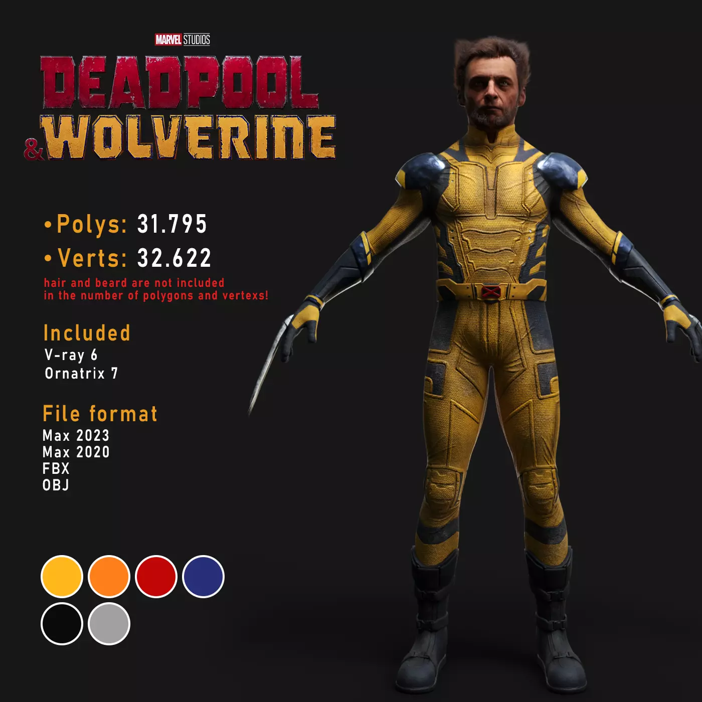 Wolverine MCU Low-poly 3D model Low-poly 3D model