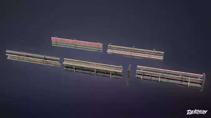 INDUSTRIAL - Cable Pipe Group 01 - LOW POLY Low-poly 3D model