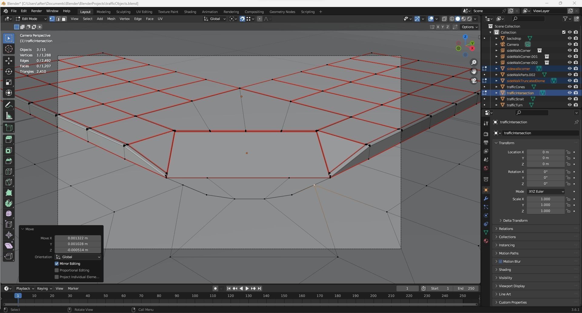 Traffic Intersection with crosswalks and truncated dome mats Low-poly 3D model_18