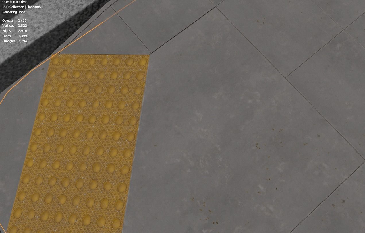 Traffic Intersection with crosswalks and truncated dome mats Low-poly 3D model_13