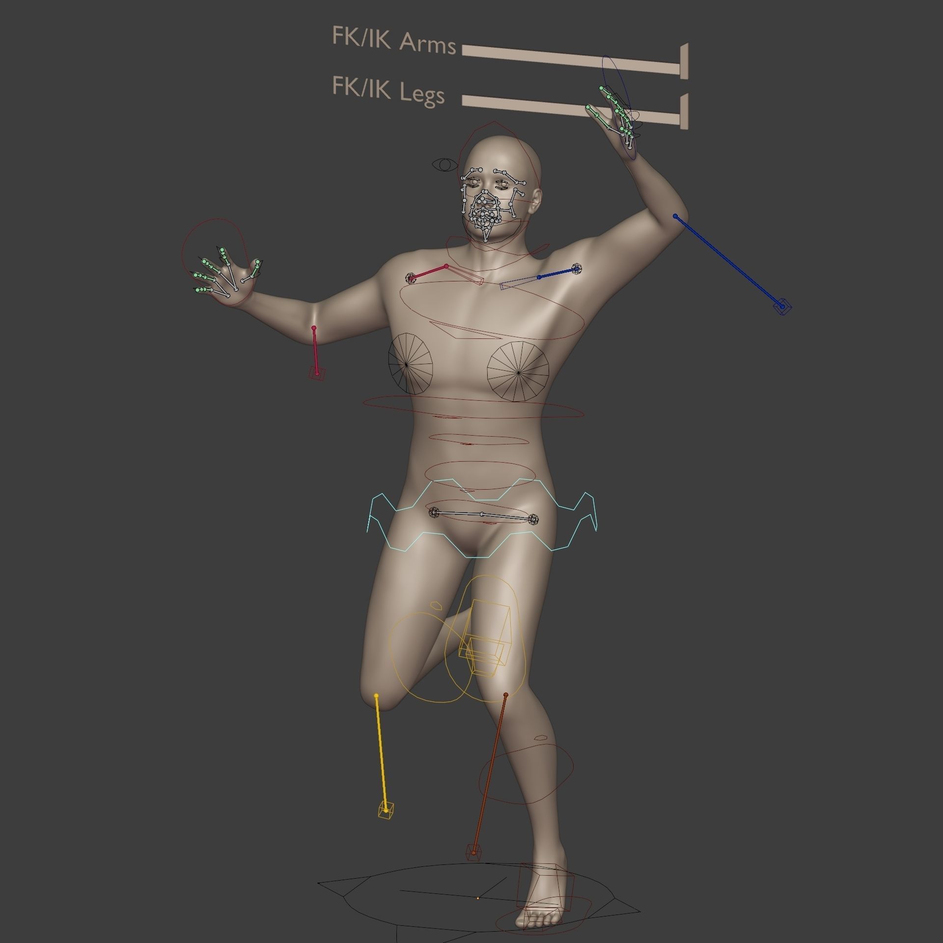 Surfer - Swimmer With High Quality IK-FK Rig Low-poly 3D model_3