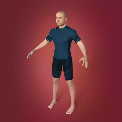Surfer - Swimmer With High Quality IK-FK Rig Low-poly 3D model