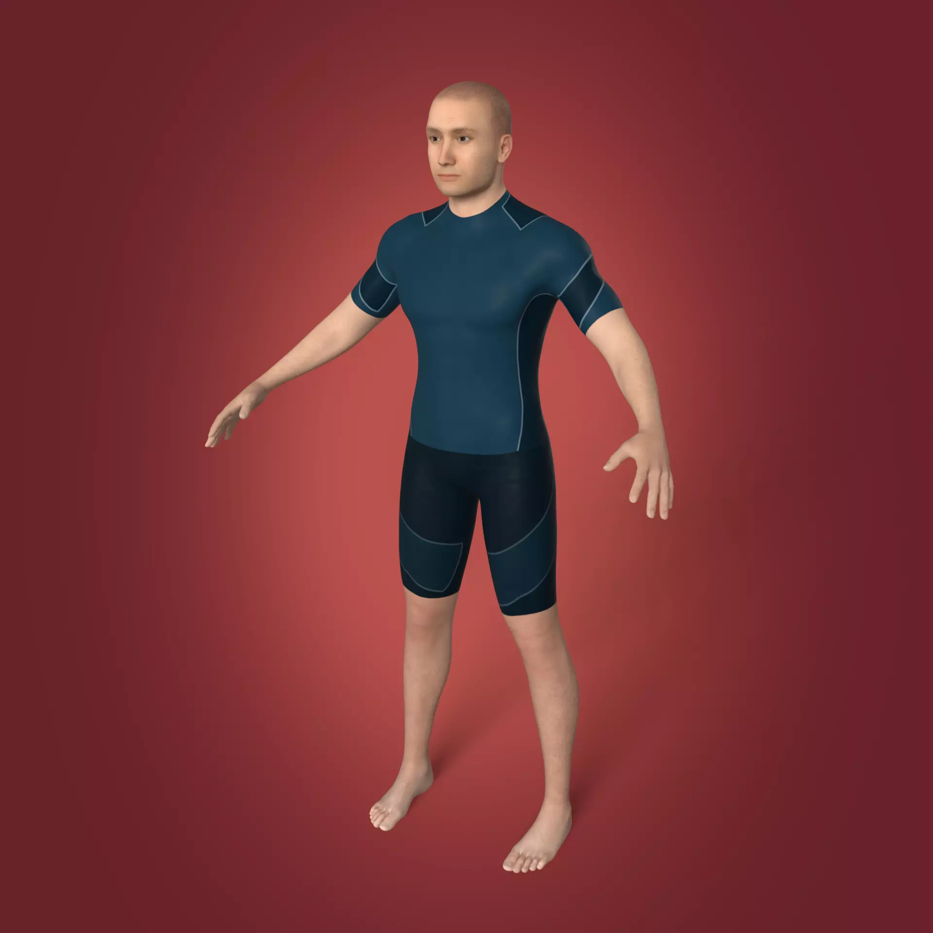 Surfer - Swimmer With High Quality IK-FK Rig Low-poly 3D model_0