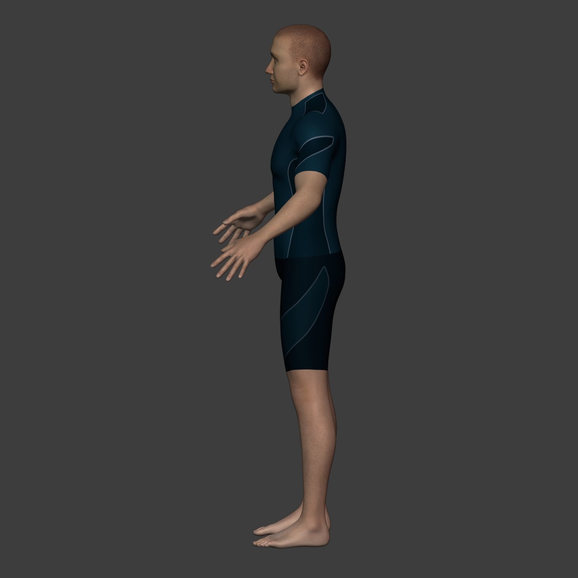 Surfer - Swimmer With High Quality IK-FK Rig Low-poly 3D model_9