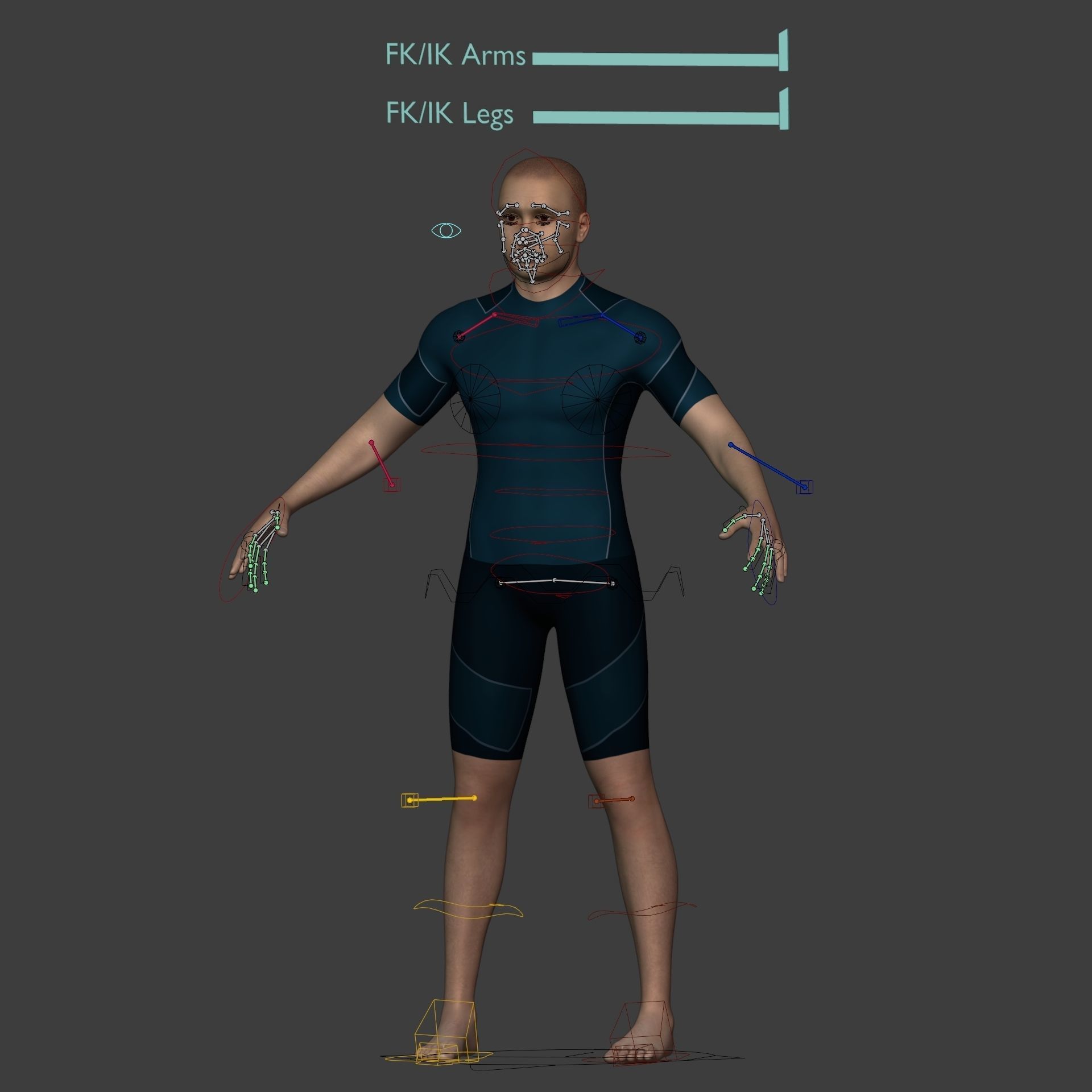 Surfer - Swimmer With High Quality IK-FK Rig Low-poly 3D model_1