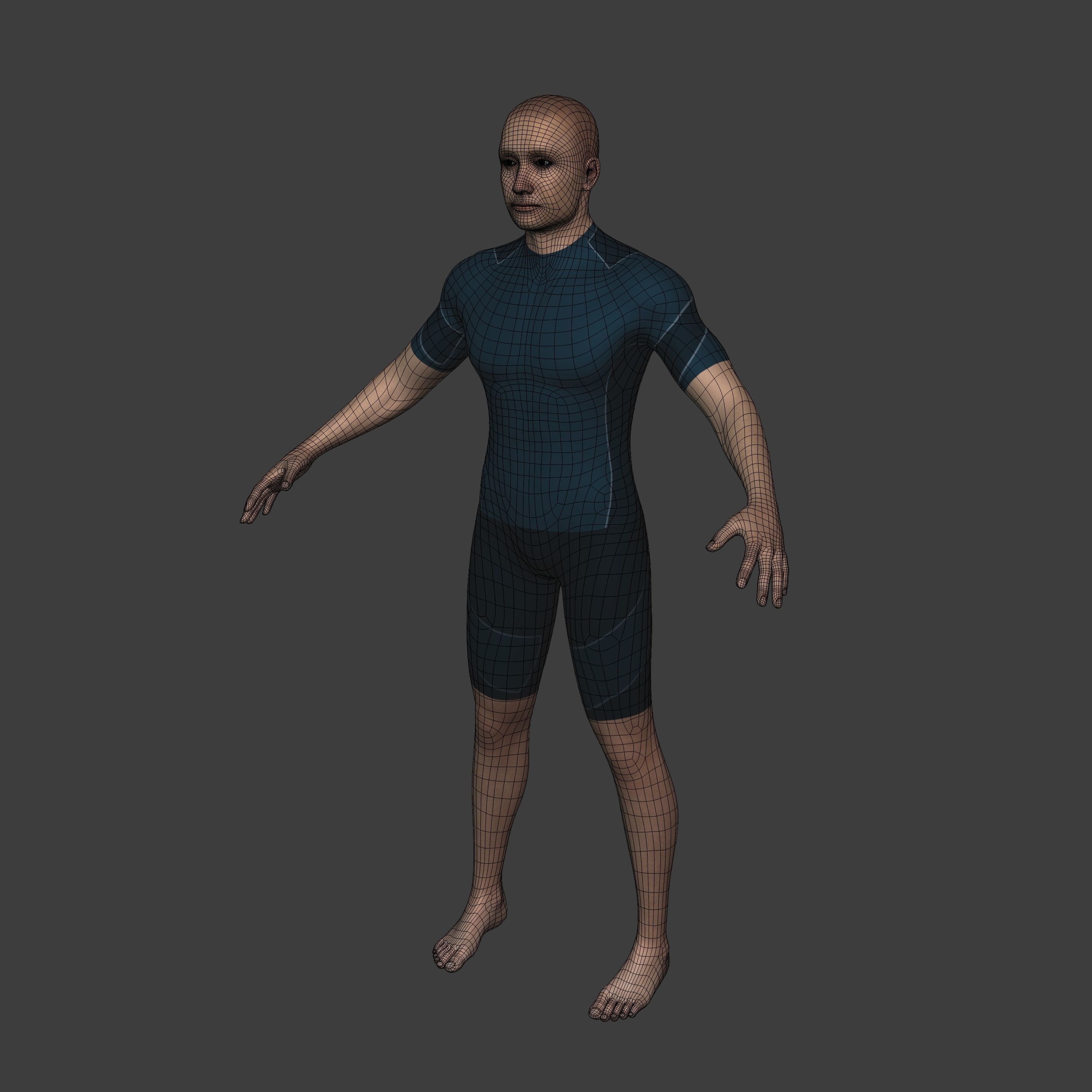 Surfer - Swimmer With High Quality IK-FK Rig Low-poly 3D model_8