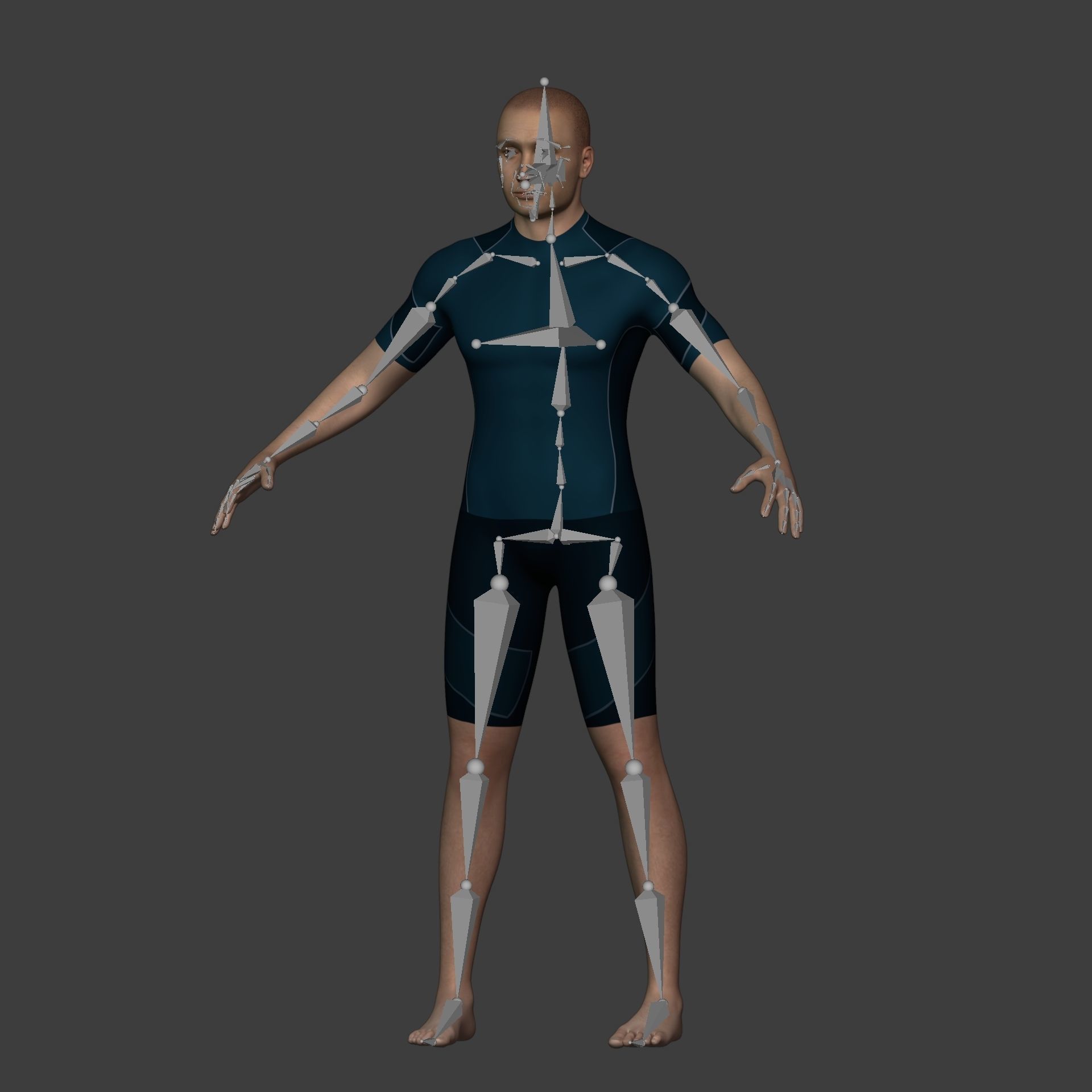 Surfer - Swimmer With High Quality IK-FK Rig Low-poly 3D model_2