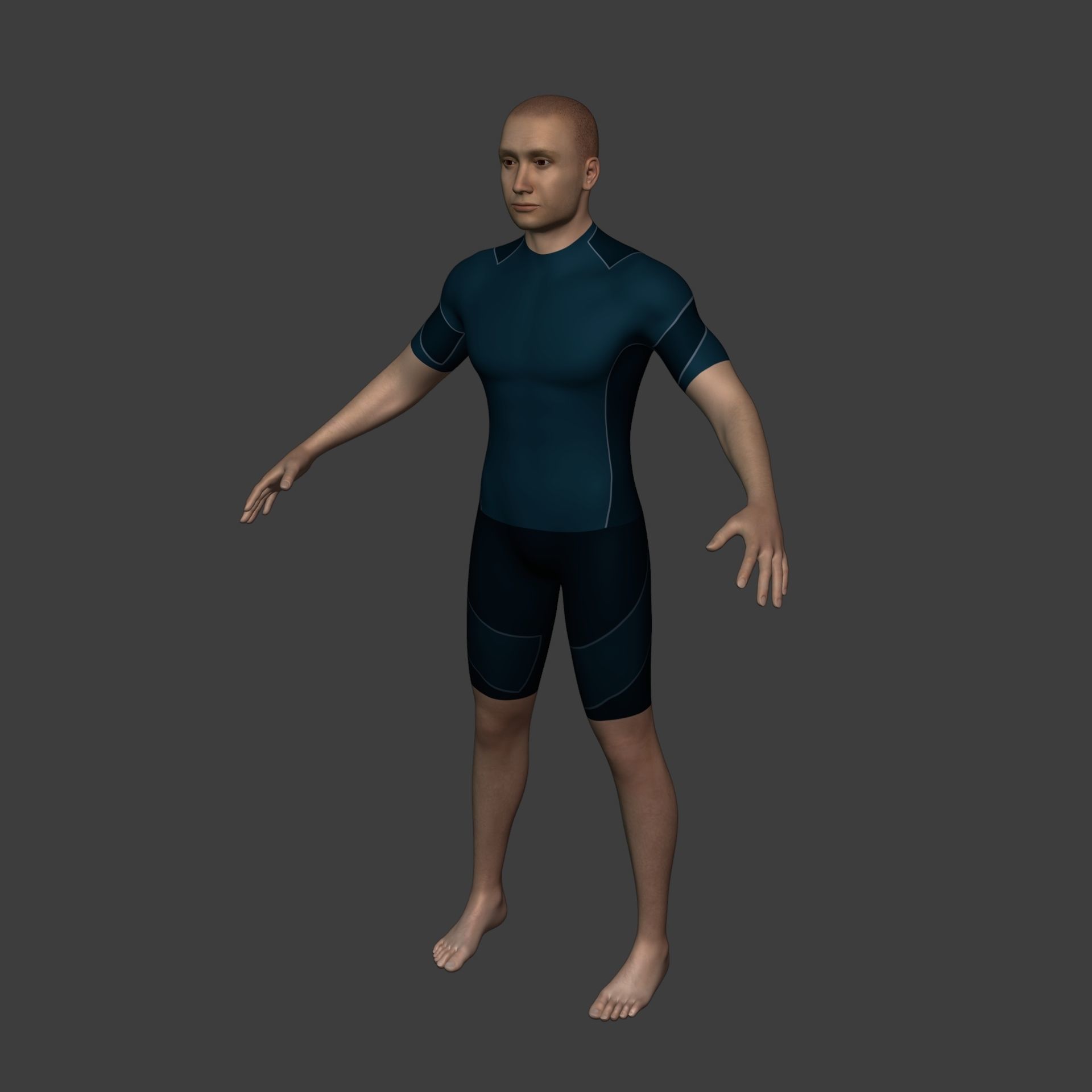 Surfer - Swimmer With High Quality IK-FK Rig Low-poly 3D model_7