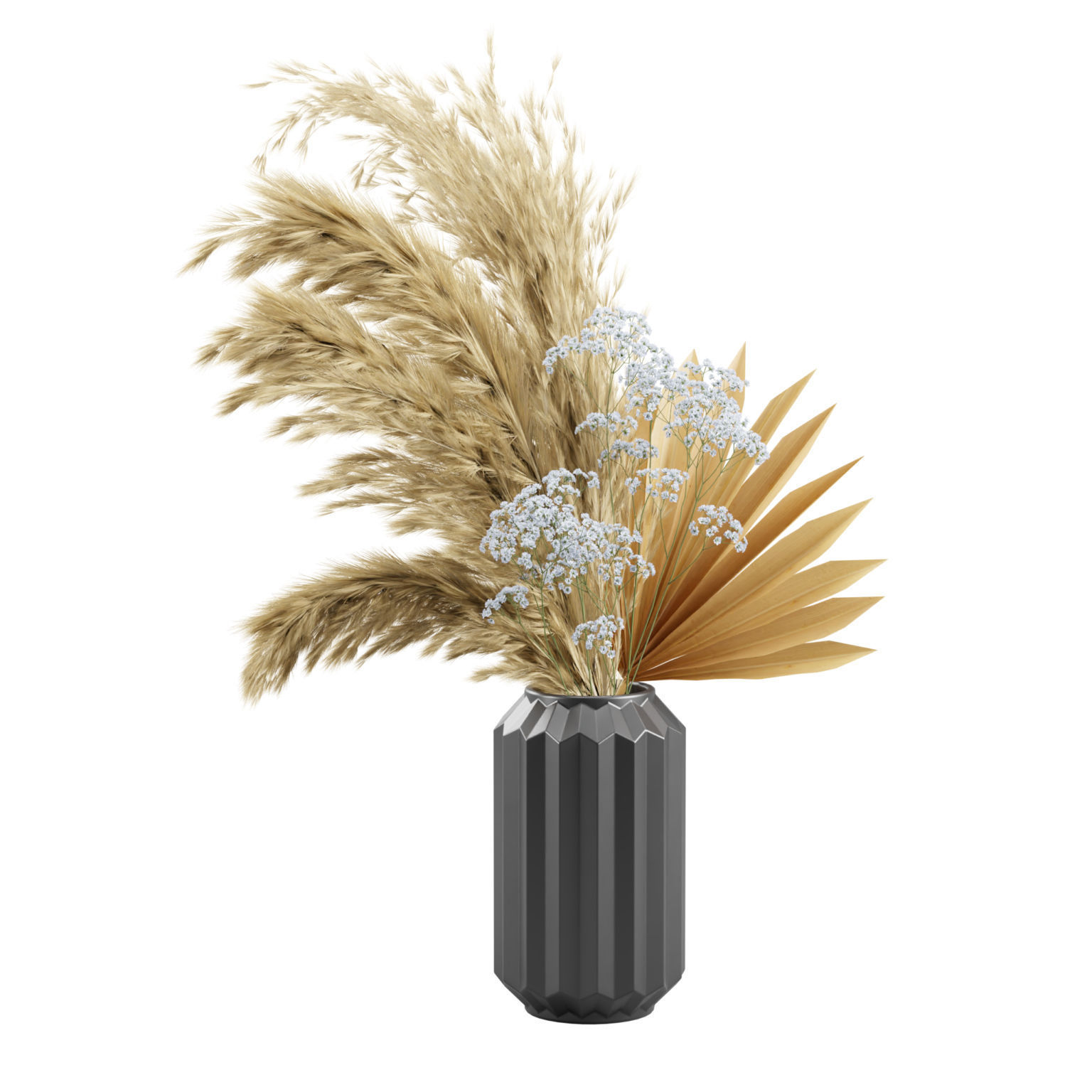 Dark Vase Pampas 3D model_2