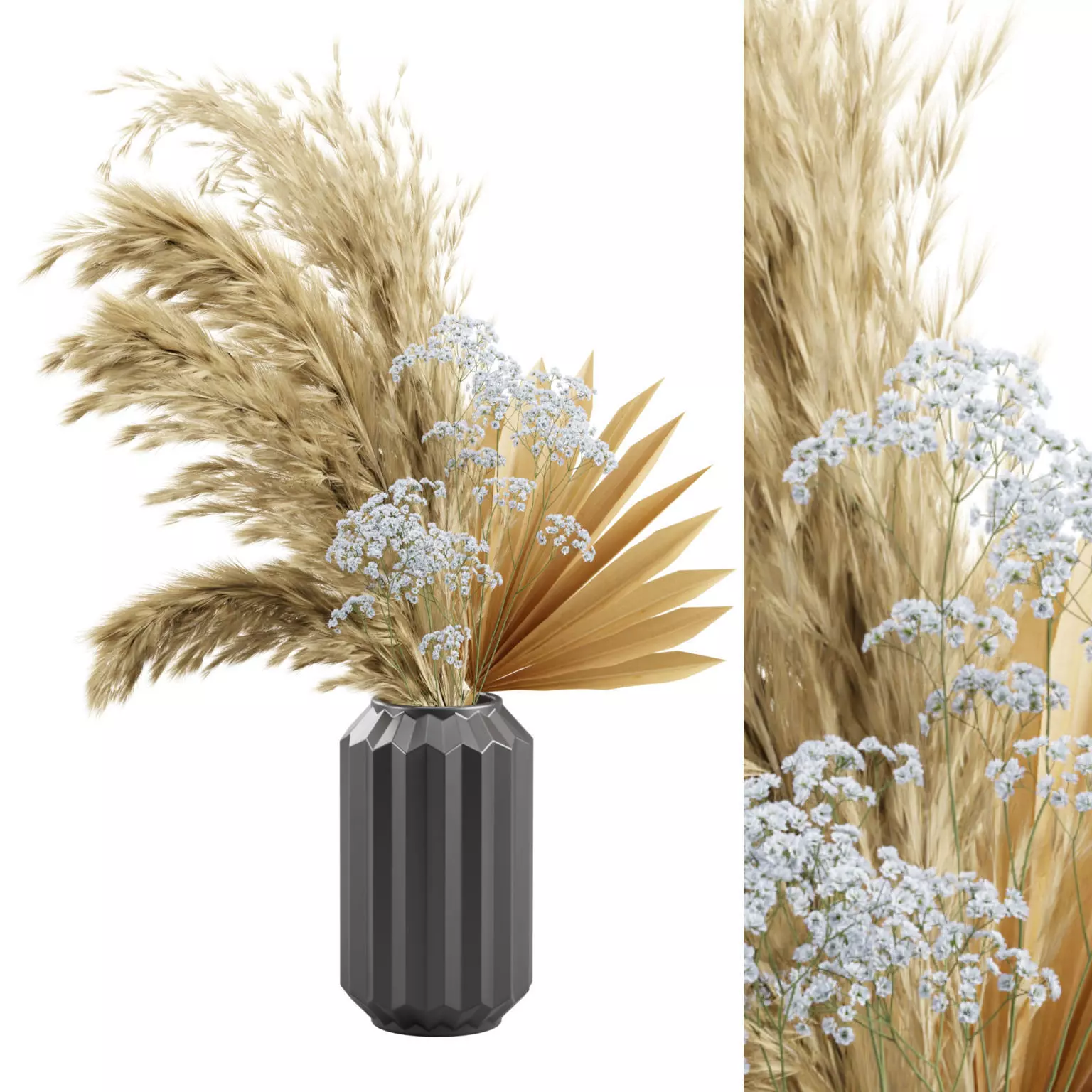 Dark Vase Pampas 3D model_0