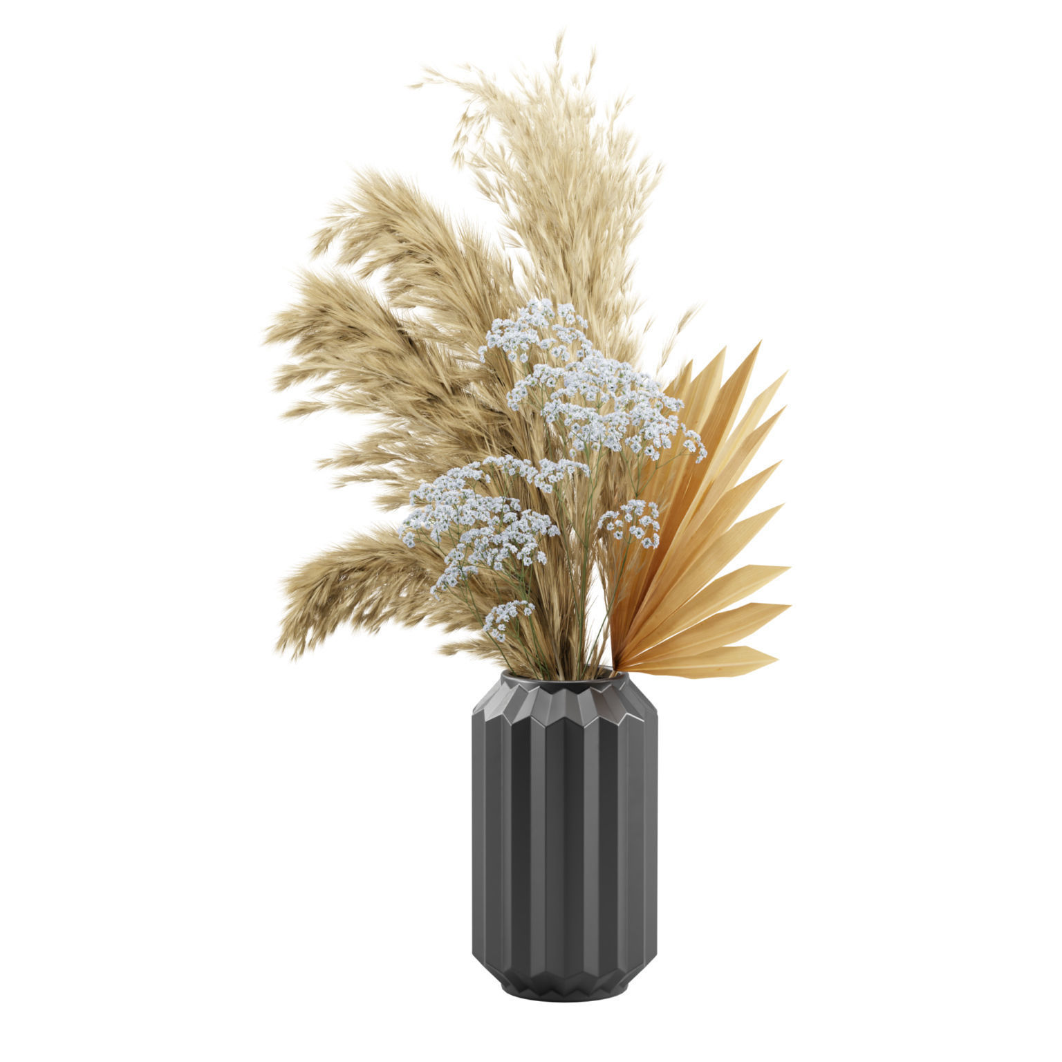 Dark Vase Pampas 3D model_7