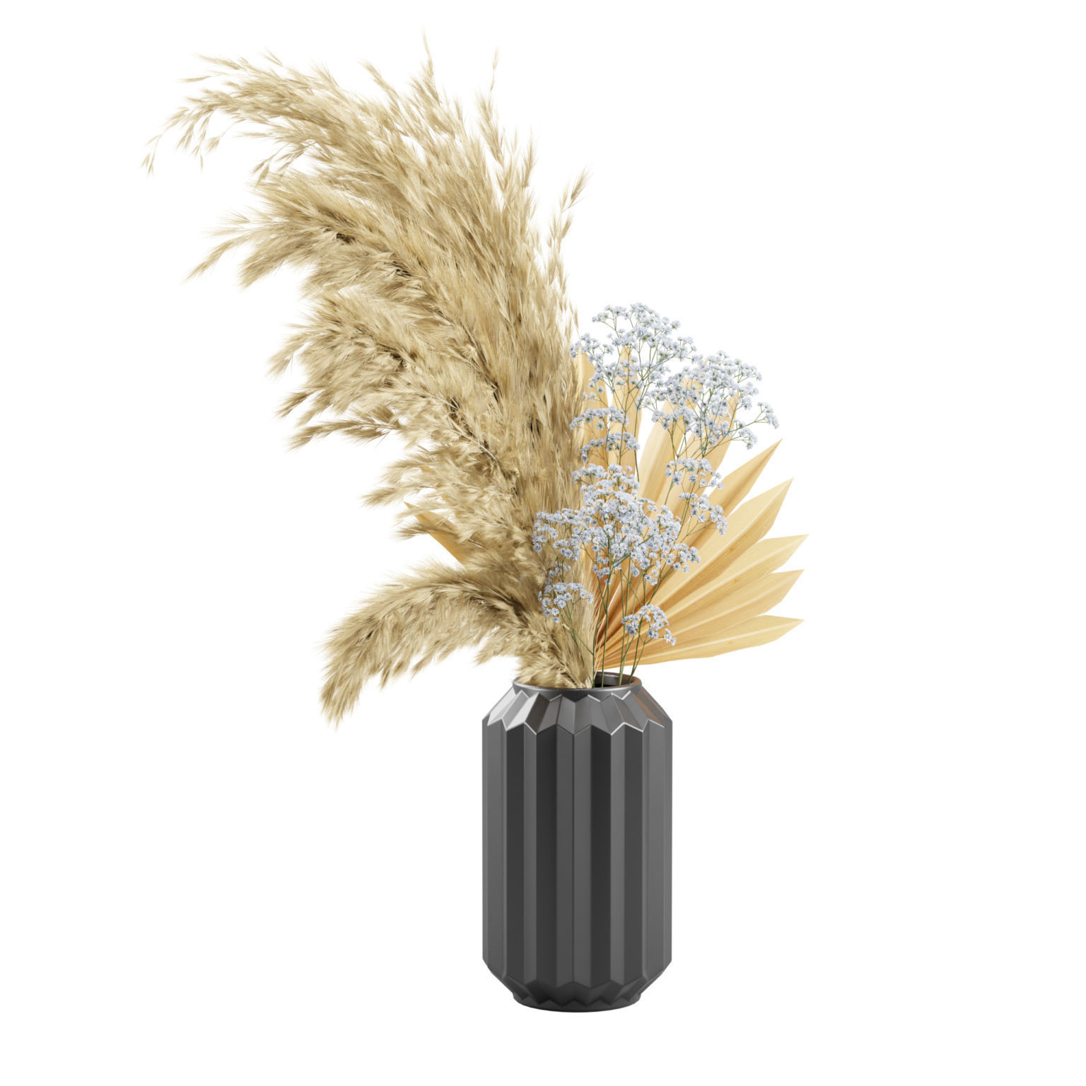 Dark Vase Pampas 3D model_3