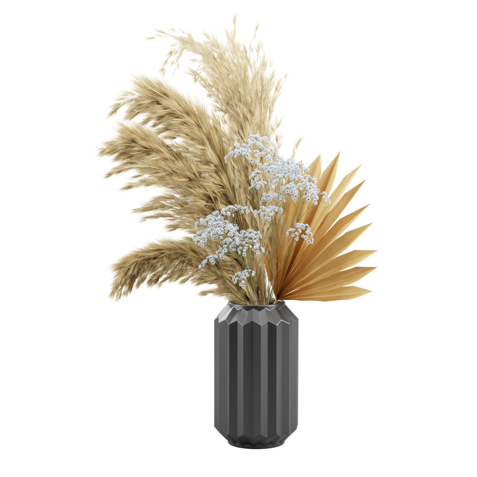 Dark Vase Pampas 3D model_6