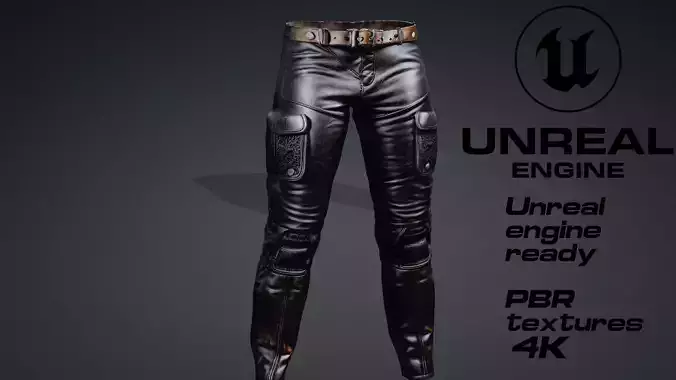 Black Leather Pants PBR 4k 