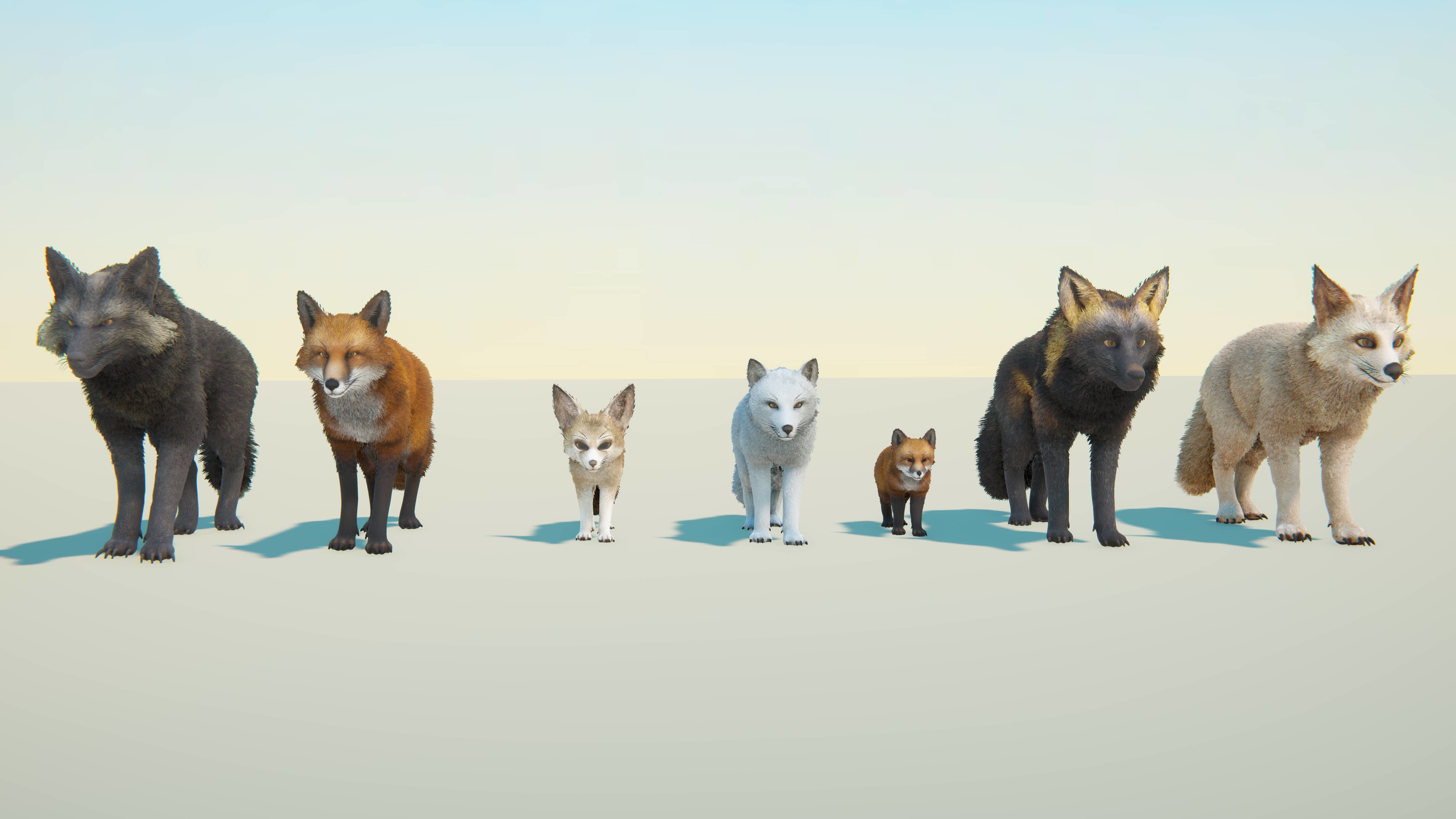 Realistic Foxes Low-poly 3D model_31