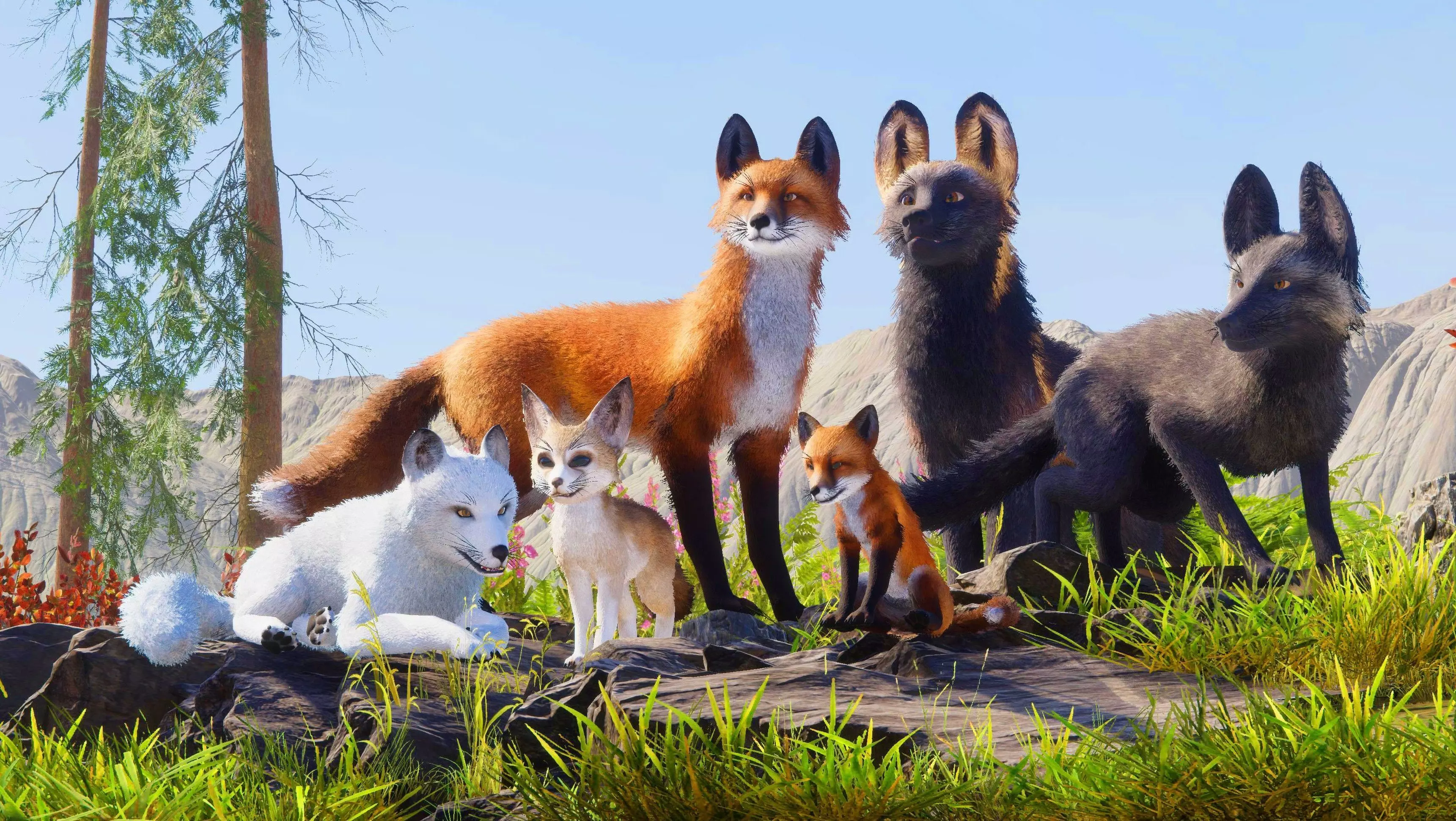 Realistic Foxes Low-poly 3D model_0