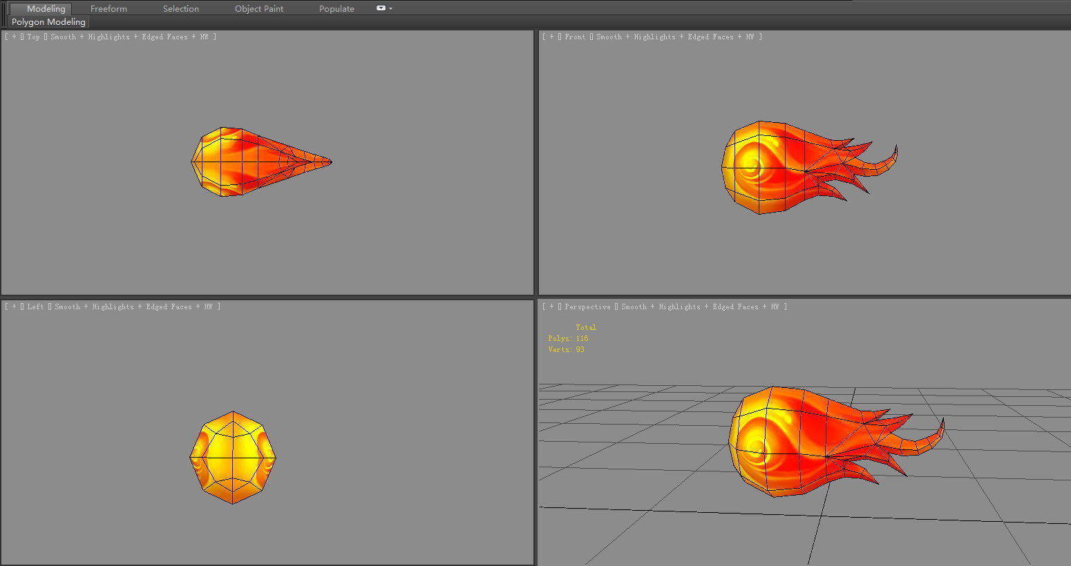 Spellcaster Skill  - Fireball - Game Skills - Cartoon Flame Low-poly 3D model_4