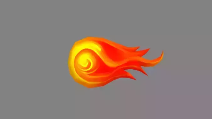 Spellcaster Skill  - Fireball - Game Skills - Cartoon Flame Low-poly 3D model