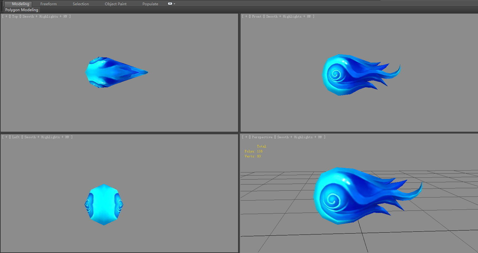 Spellcaster Skill - iceball - Game Skills - frozen ball Low-poly 3D model_3