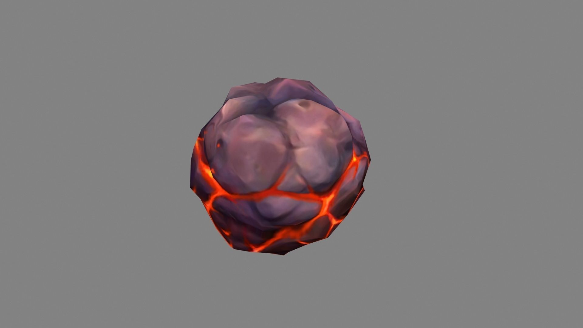 Fireball - Burning stone - Magma stone - molten rock Low-poly 3D model_3