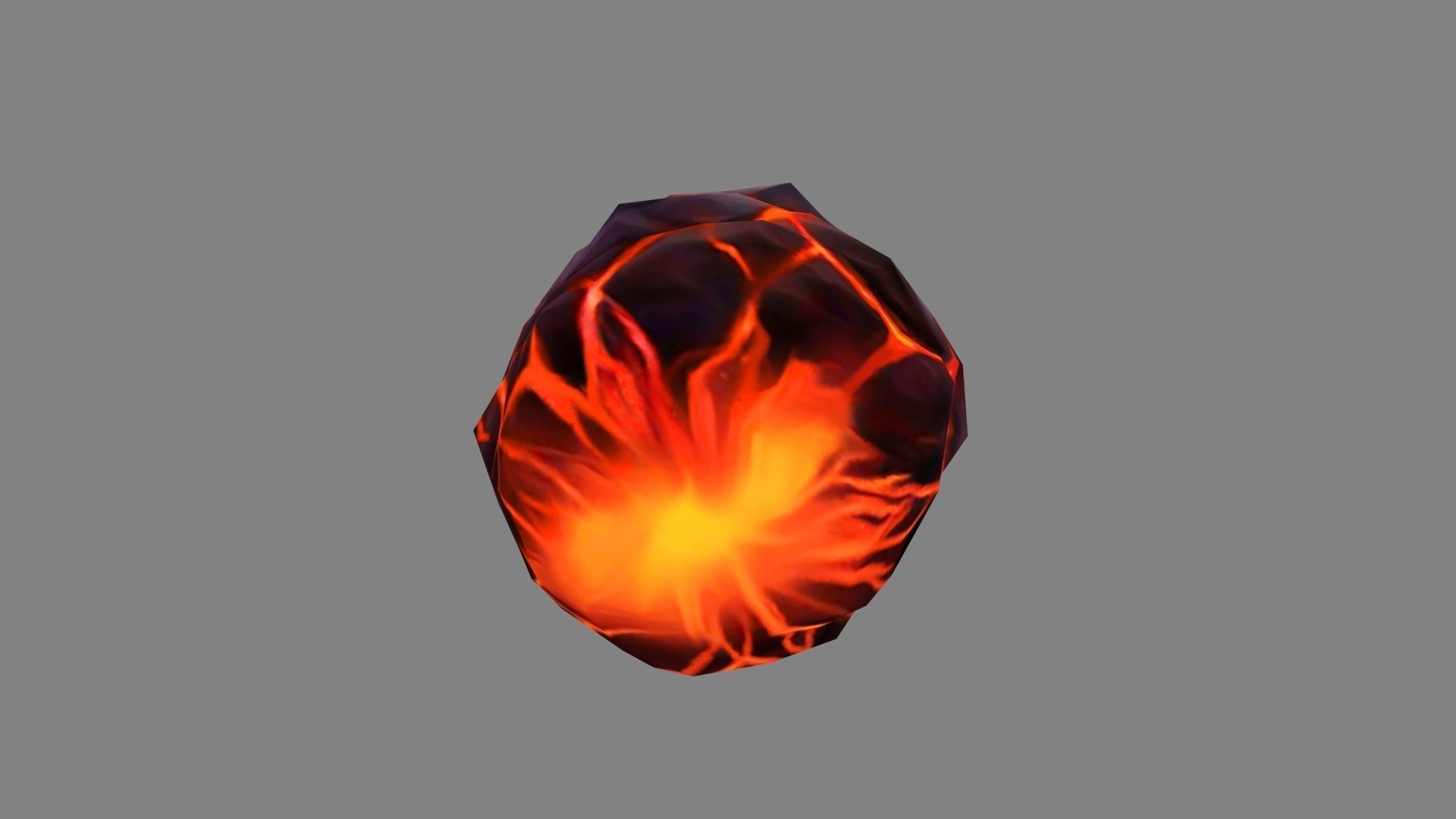 Fireball - Burning stone - Magma stone - molten rock Low-poly 3D model_4