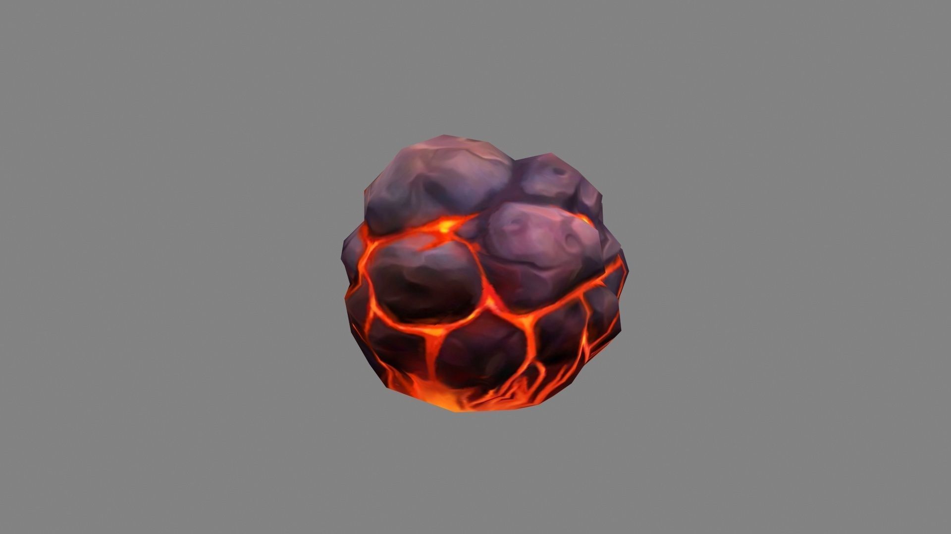 Fireball - Burning stone - Magma stone - molten rock Low-poly 3D model_1