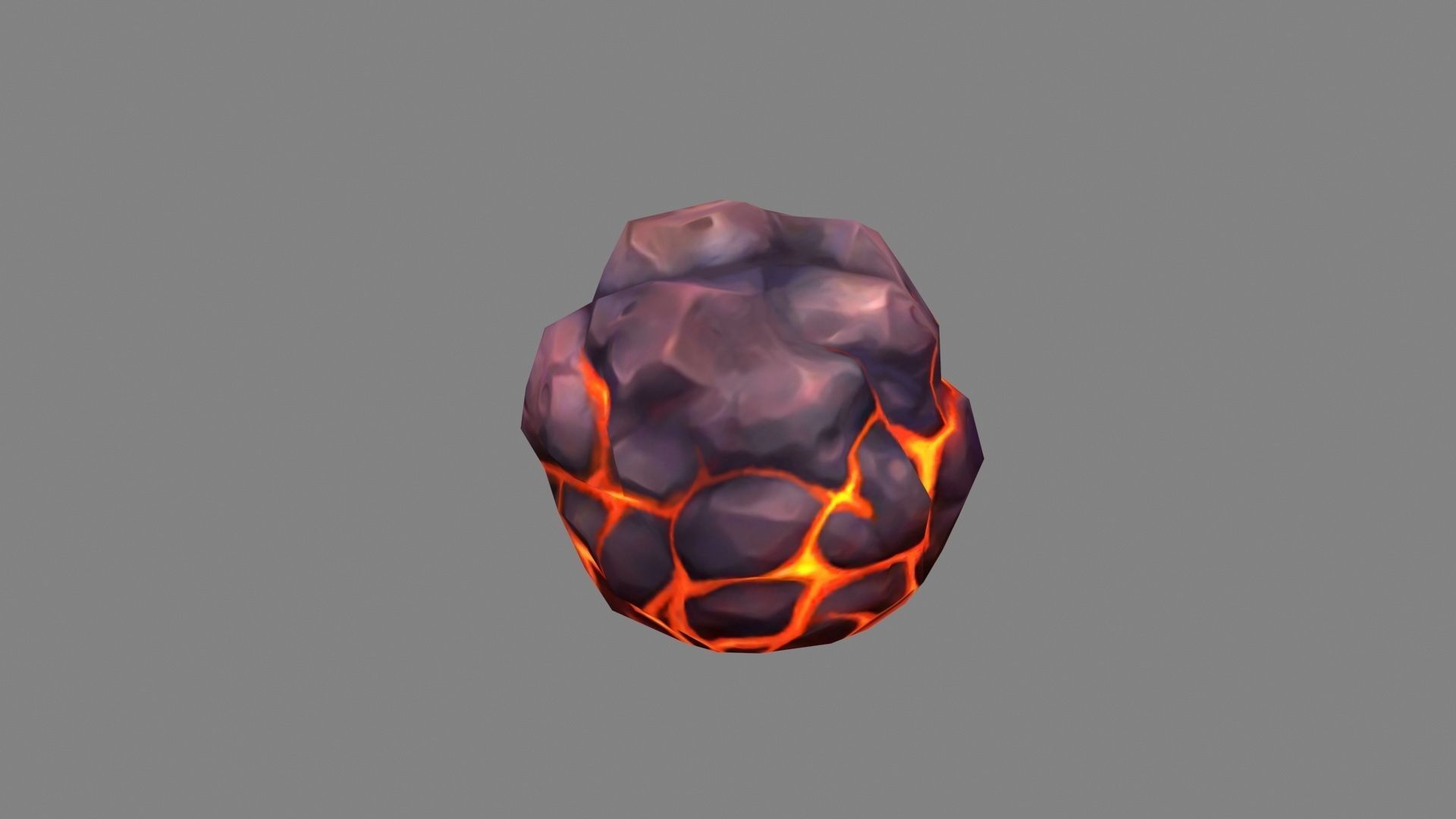 Fireball - Burning stone - Magma stone - molten rock Low-poly 3D model_2