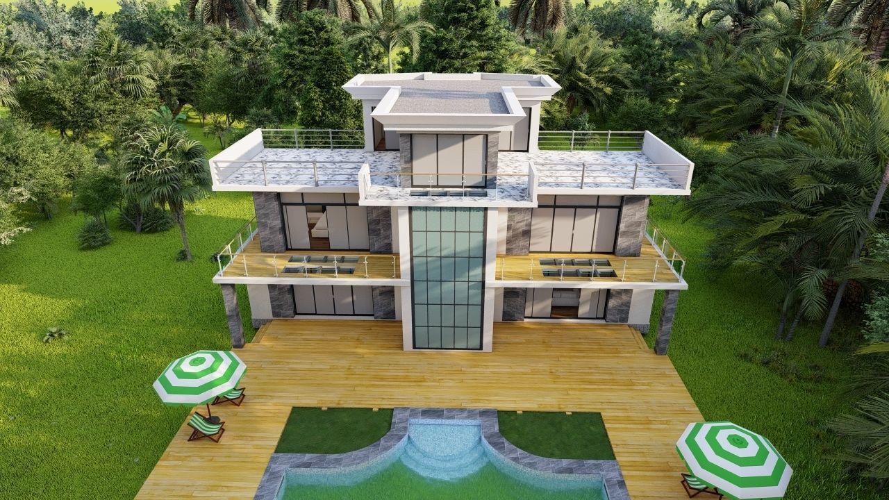 Casa Scene-villa-modern house 3D model_13