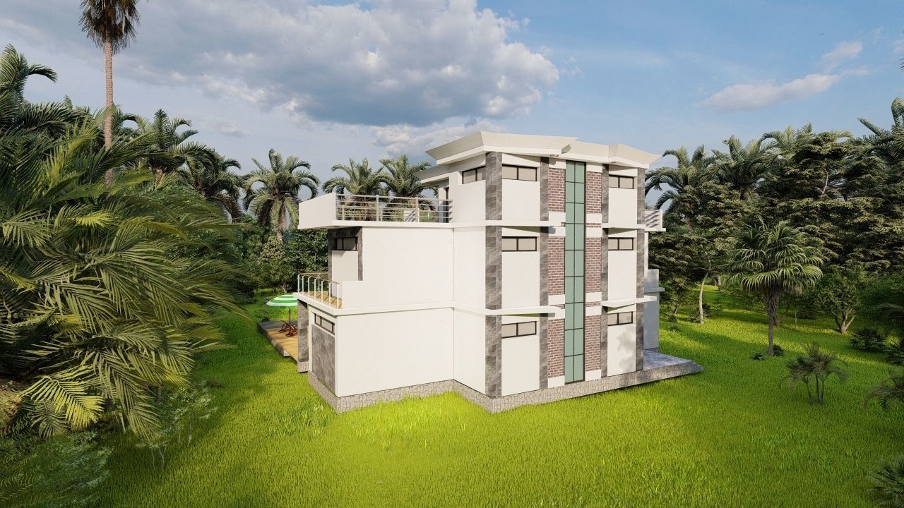 Casa Scene-villa-modern house 3D model_19