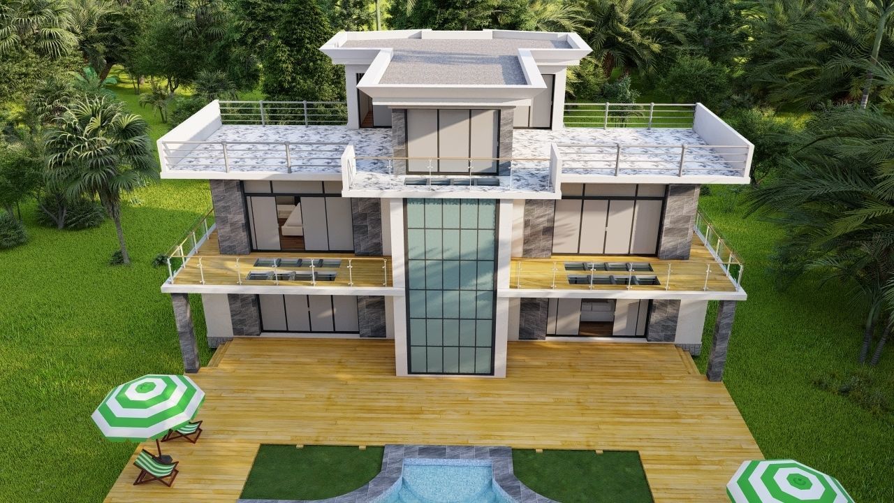 Casa Scene-villa-modern house 3D model_5