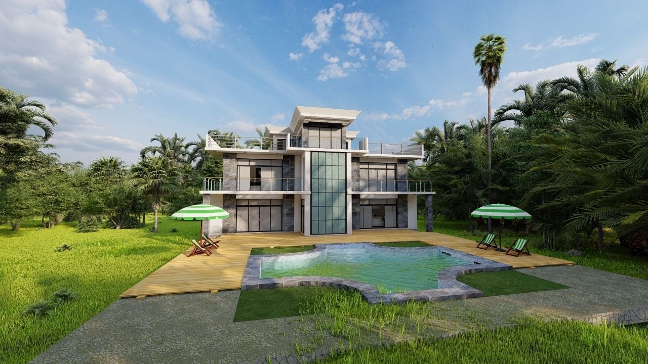 Casa Scene-villa-modern house 3D model_17