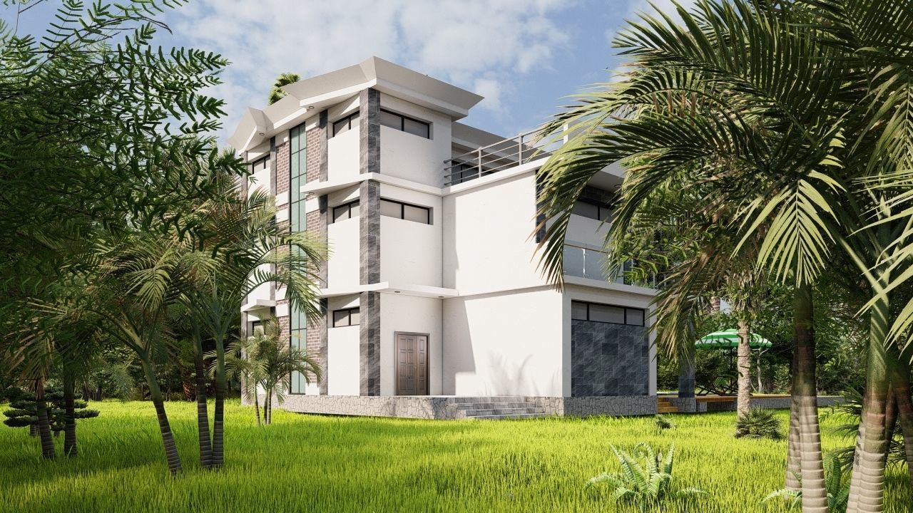 Casa Scene-villa-modern house 3D model_14