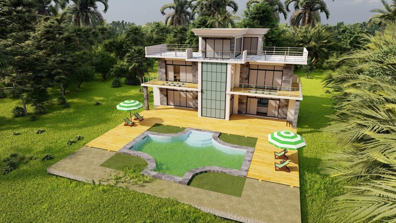 Casa Scene-villa-modern house 3D model_15