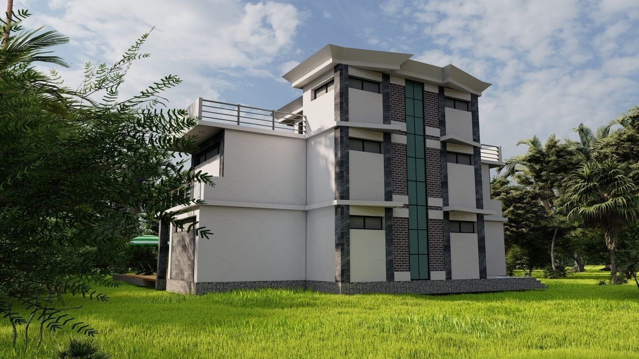 Casa Scene-villa-modern house 3D model_4