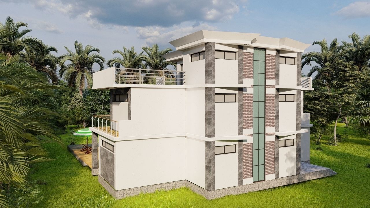 Casa Scene-villa-modern house 3D model_11