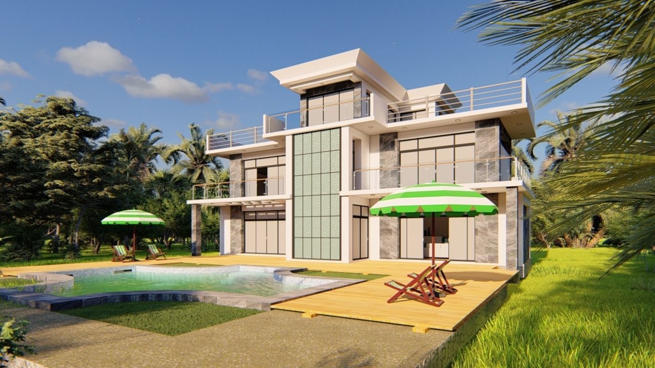 Casa Scene-villa-modern house 3D model_18