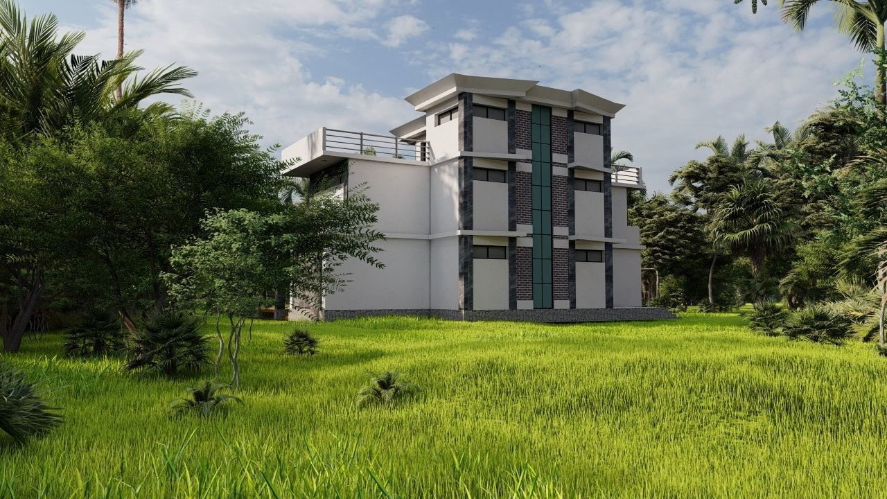 Casa Scene-villa-modern house 3D model_12