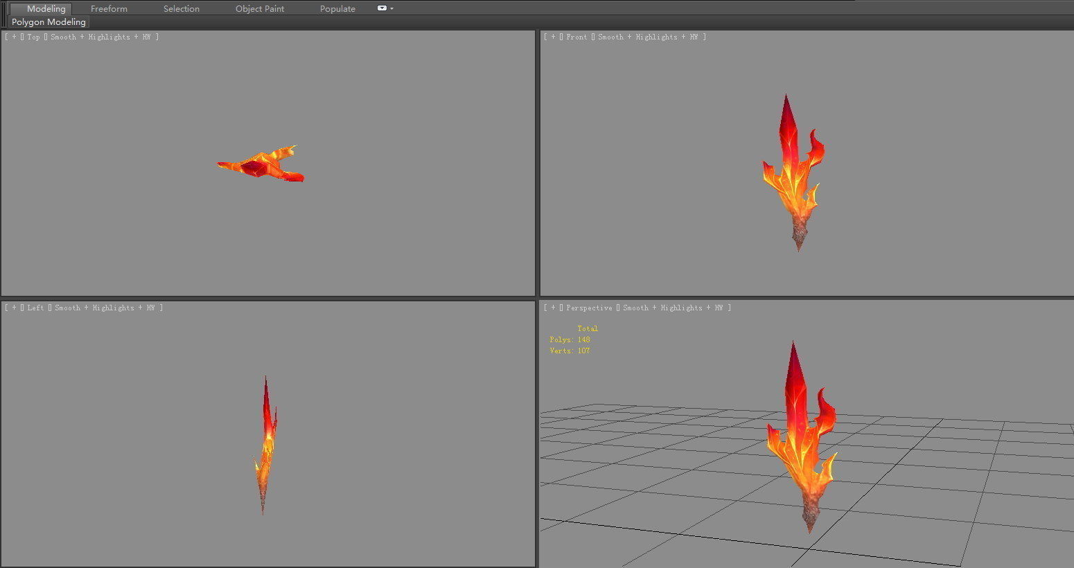 Red crystal - cartoon magic stone - Flame Stone Low-poly 3D model_3