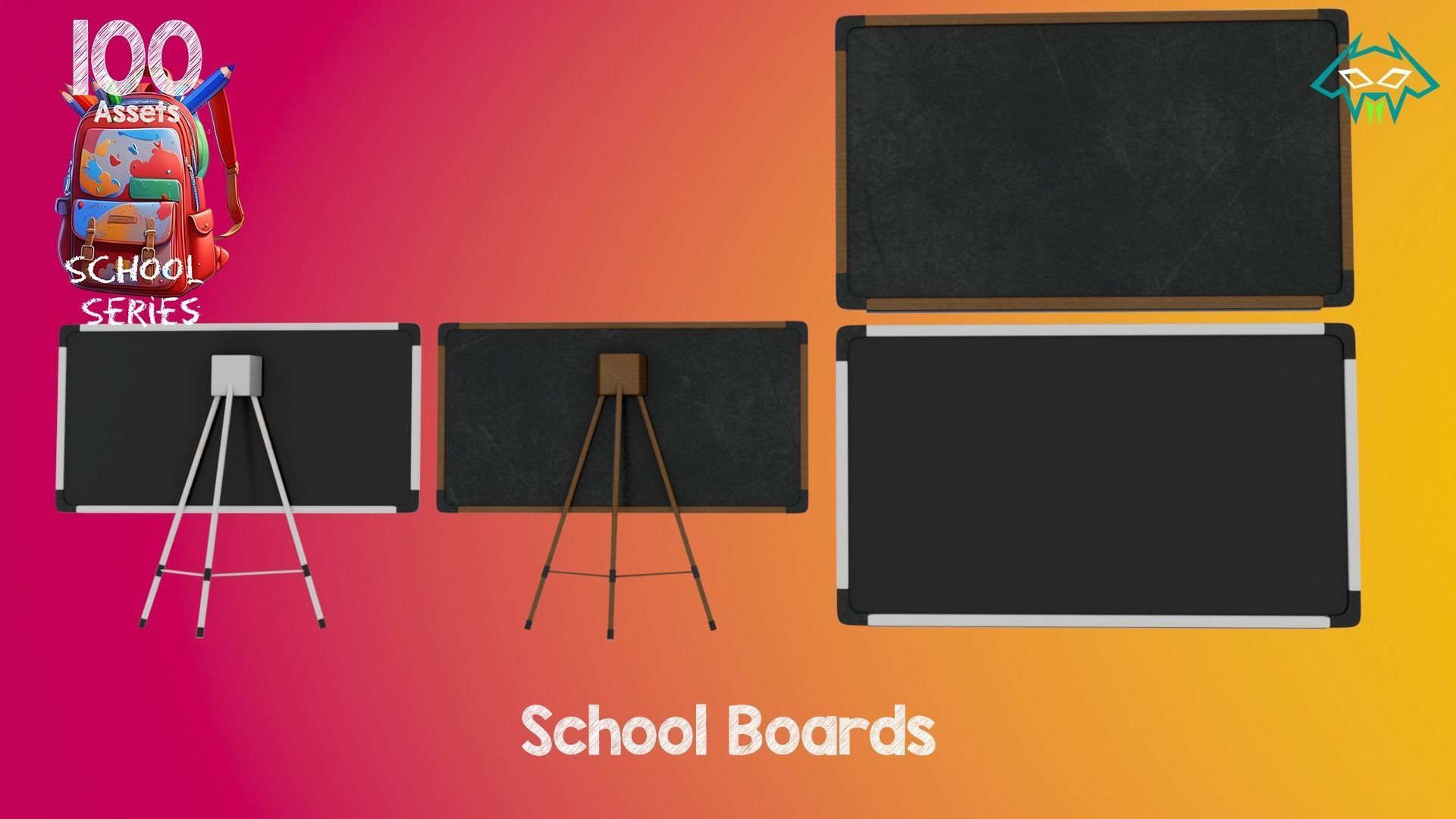 School Boards - 100 Assets - School Series Low-poly 3D model_6