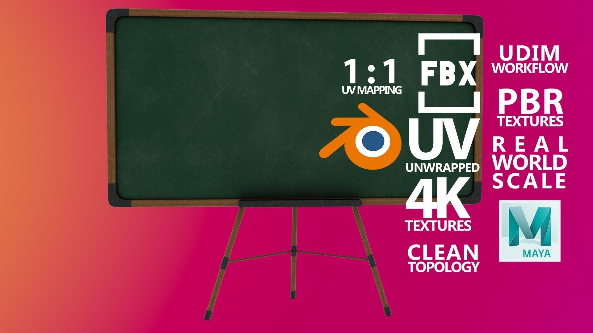 School Boards - 100 Assets - School Series Low-poly 3D model_3