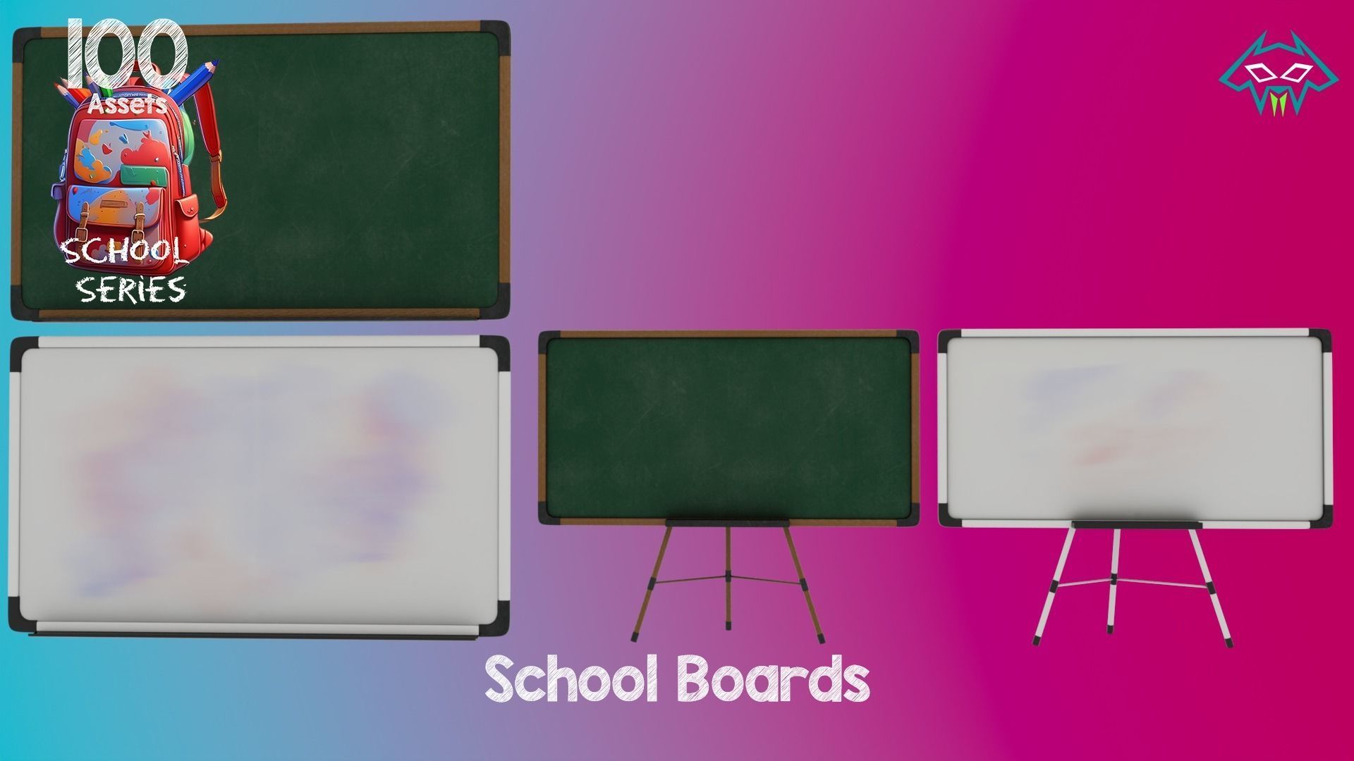 School Boards - 100 Assets - School Series Low-poly 3D model_1