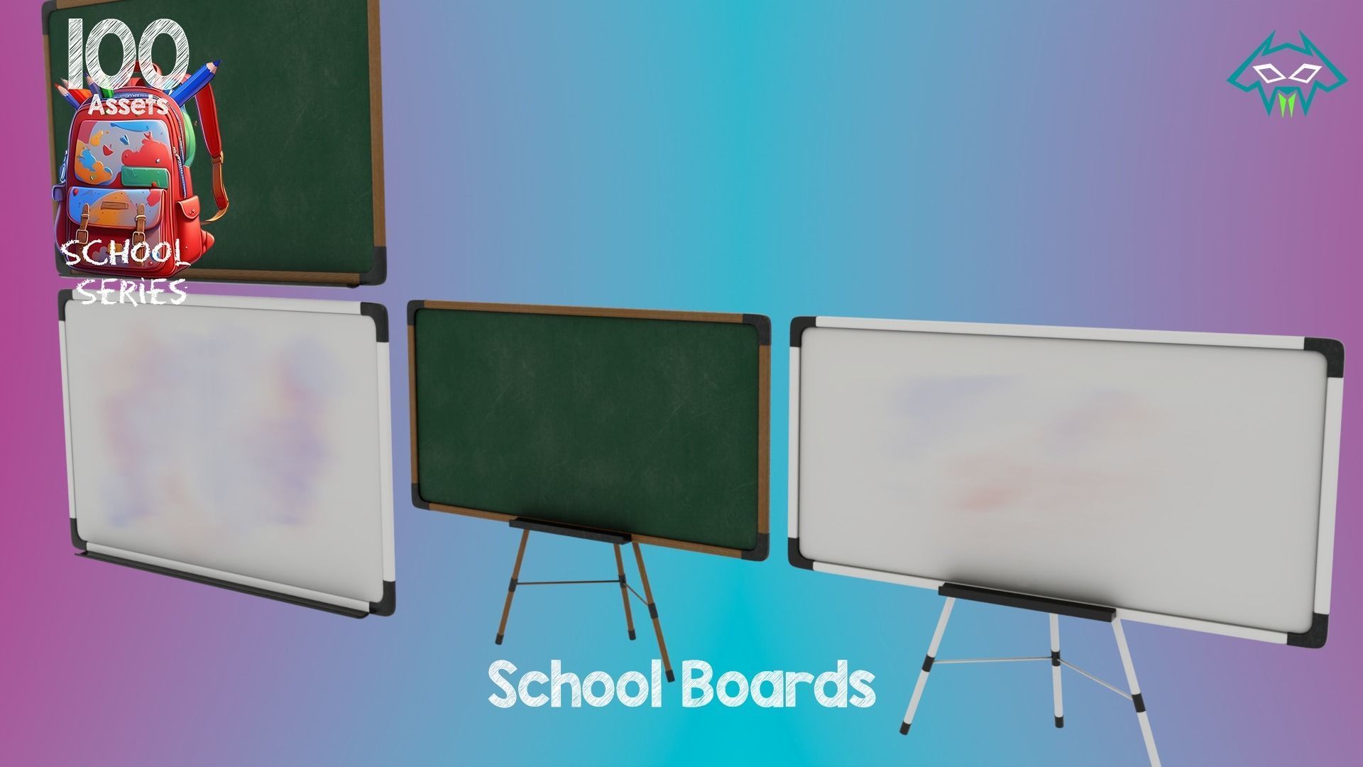 School Boards - 100 Assets - School Series Low-poly 3D model_4