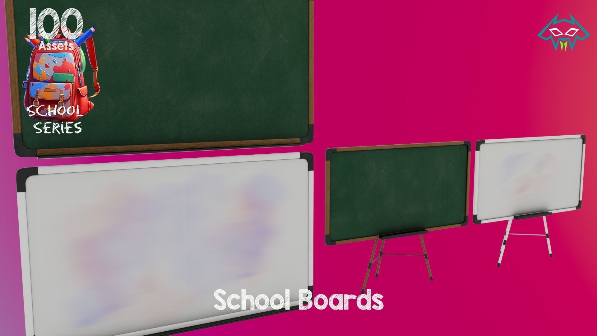 School Boards - 100 Assets - School Series Low-poly 3D model_5