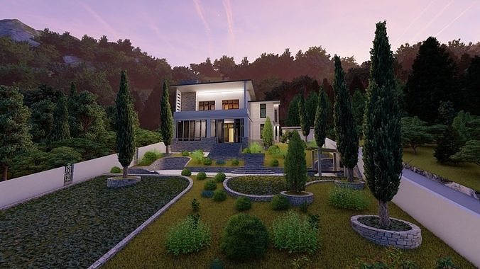 Casa Scene-villa-modern house 3D model 4