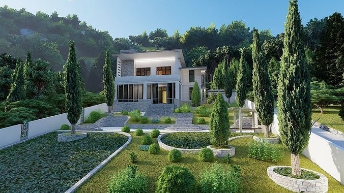 Casa Scene-villa-modern house 3D model 6