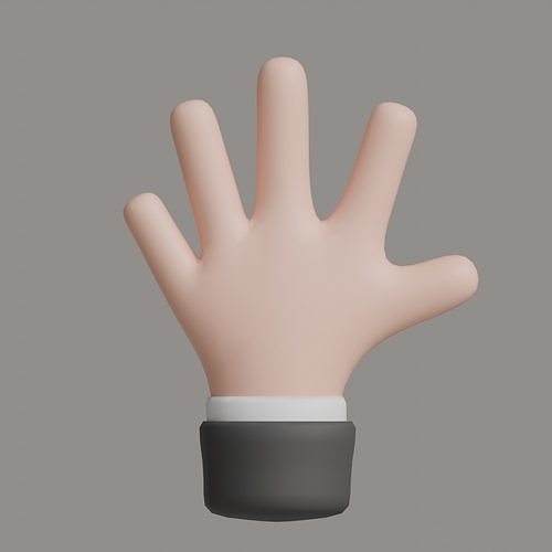 Cartoon-style hand Low-poly 3D model