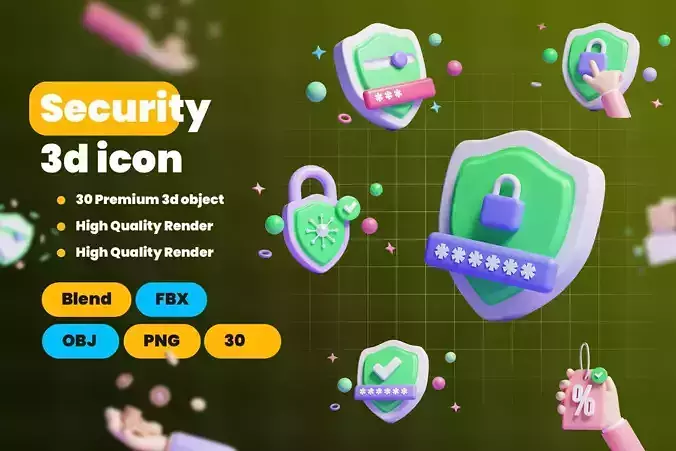 Account security 3d Illustration  Icon Pack