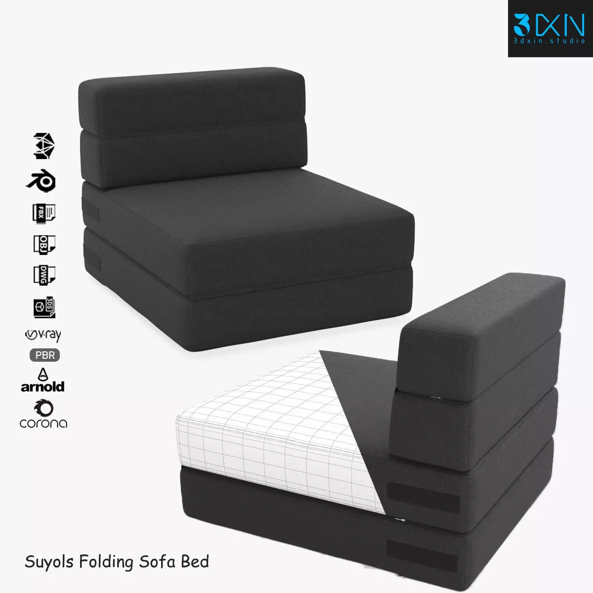 Suyols Folding Sofa Bed 3D model_0
