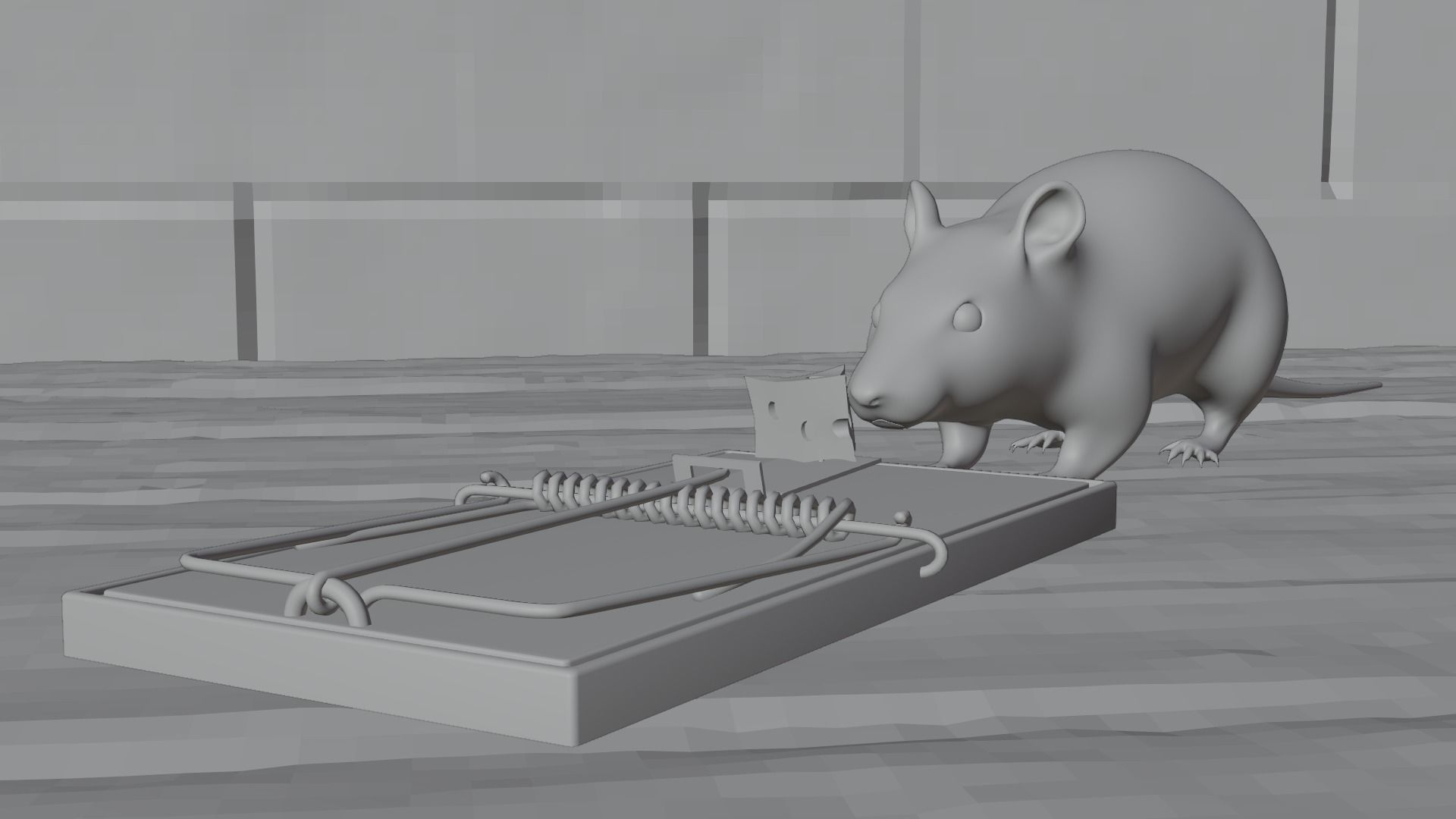 Mouse rat Plus Mousetrap Low-poly 3D model_5