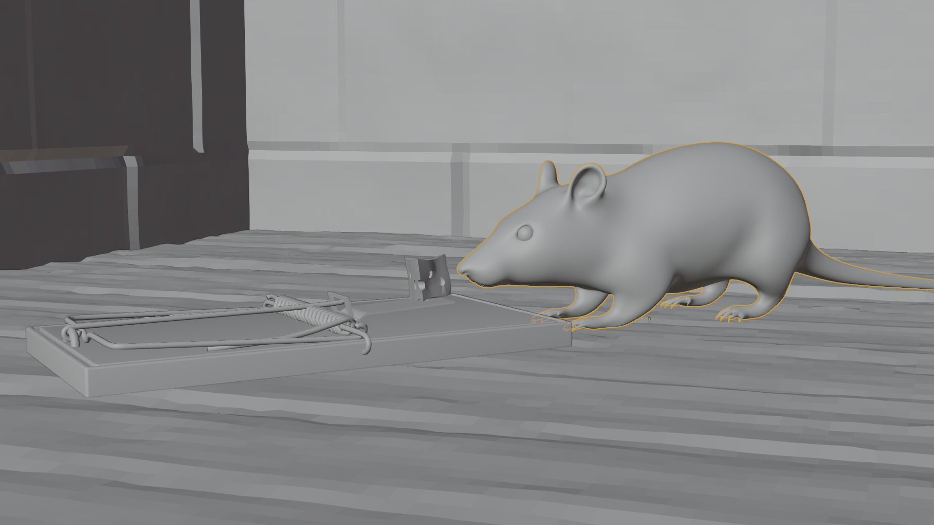 Mouse rat Plus Mousetrap Low-poly 3D model_6